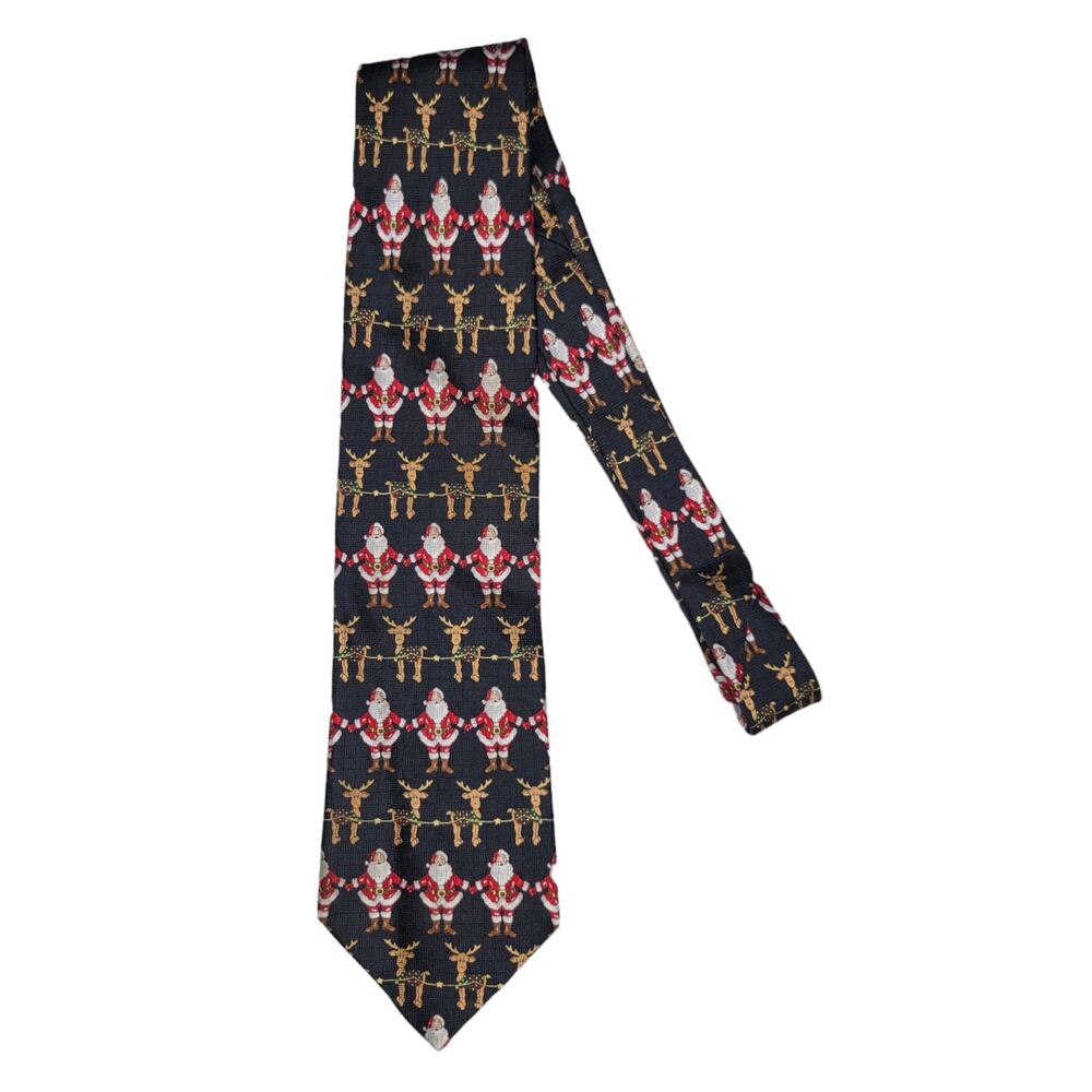 Neck Art Men's Necktie Santa Claus Reindeer All Silk Christmas Tie Hand Made